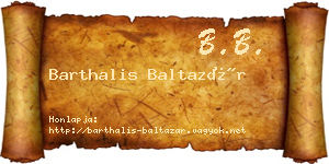 Barthalis Baltazár névjegykártya